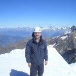 On the summit of Weissmies (4023 m). Lagginhorn (4010 m) is behind.