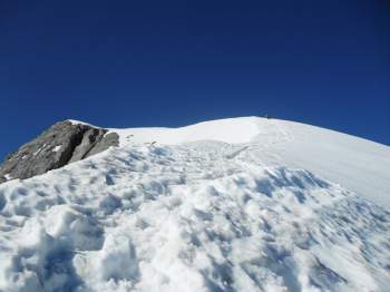 The upper part of the route, below the summit.