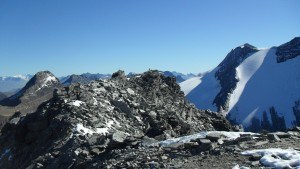 Hubschhorn-The summit and Wasenhorn (left) and Breithorn (right).