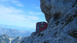 Huts and shelters in the Alps - Suringar refuge, Jof di Montasio mountain, Italian Alps. 