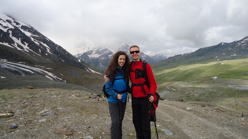 Jelena and Tibor at the end of Cedec valley. Pizzini hut on the right below.