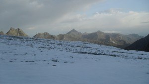 Sharp summit of Sasseneire seen from Moiry glacier.