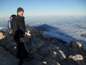  Me on the summit, late for the full shadow.