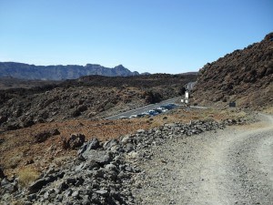 Car parking at the road (2350 m) from where the route starts.