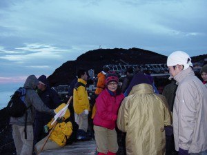 Climbing Mount Fuji.