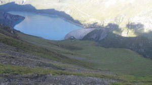 At the beginning of the route above the lake.