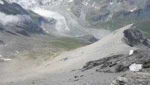 Descent route toward Moiry hut.