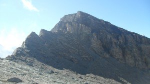 The rock wall section with fixed rope.