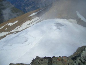 Platthorn and Mettelhorn - glacier on the route to mettelhorn