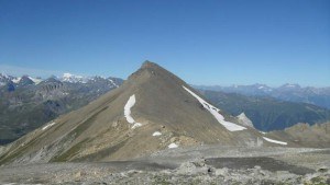 Pointe de la Tsevalire seen from the hut.