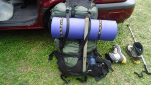 My heavy backpack with all camping stuff.