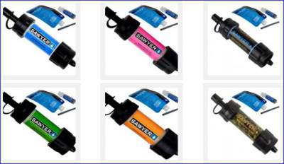 6 colors of Sawyer Mini water filter.