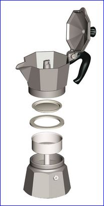 Moka pot - parts.