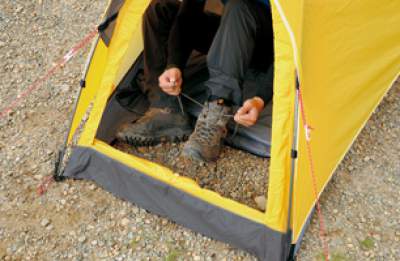 Internal 'vestibule' in Snow Peak Lago 1 tent.