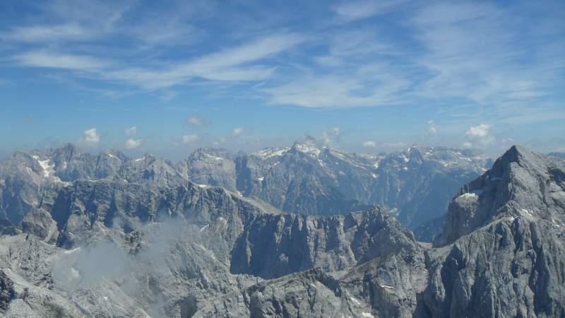 Triglav in the distance, view from the summit of Mangart.