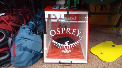 Osprey's oven for molding the hip belt and harness in my local outdoor shop.