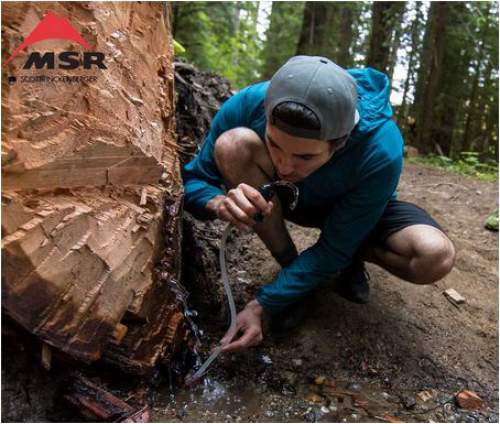 Safely drinking on the trail.