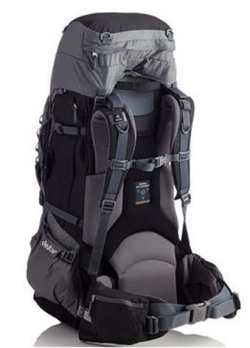 Deuter Aircontact PRO 70 + 15. The adjustable lid allows for 15 liters of extra volume.