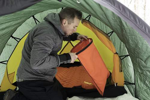 The Klymit Insulated Double V pad fits easily in any 2-person tent.