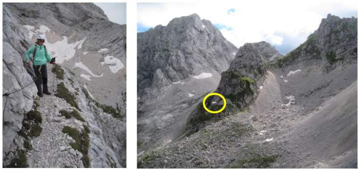 Descending in the direction of the hut.