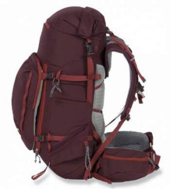 The side view showing the attached daypack.