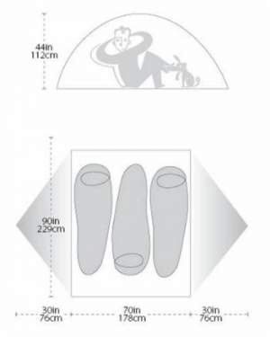 The Blacktail 3 tent - dimensions and floor plan.