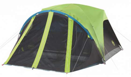 Coleman Carlsbad 4 Person Tent with screen room and dark rest room.