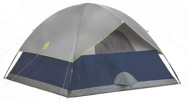 The back side of the tent showing several important features: the floor vent, the back window with mesh, and the back awning.