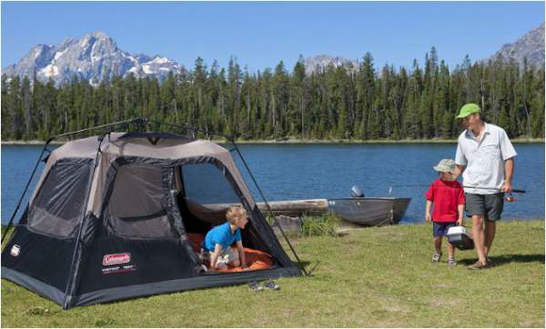 The Coleman 4 Person Instant Tent needs a camping place with a car access. 