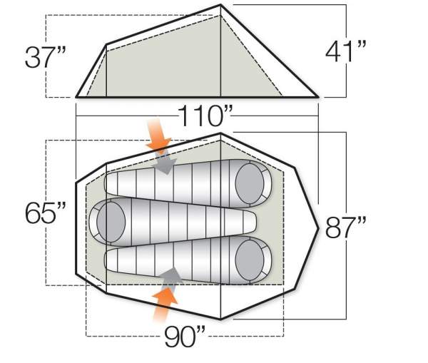 The floor plan and the dimensions.