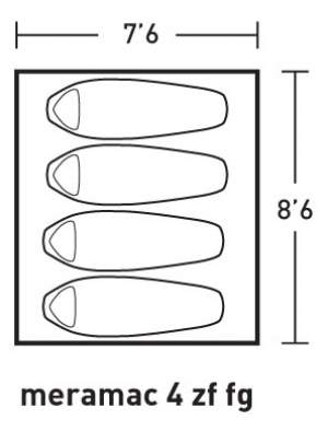 The suggested way of using the floor for 4 people. The doors are on the two longer sides.