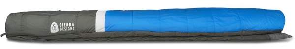 Side view with the sleeping pad in the bottom sleeve.