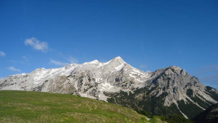 Mala Mojstrovka as seen from the lower slopes of Prisojnik, from my earlier visit to the area when the weather was perfect.