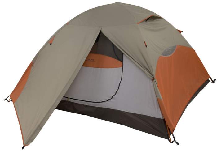 The Lynx 2 tent shown with the full coverage fly. One vent and one window on the fly are visible.