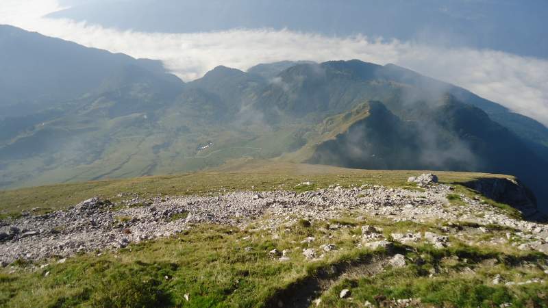 This is the south side seen from the hut. There is a south route that follows the ridge which you see here.