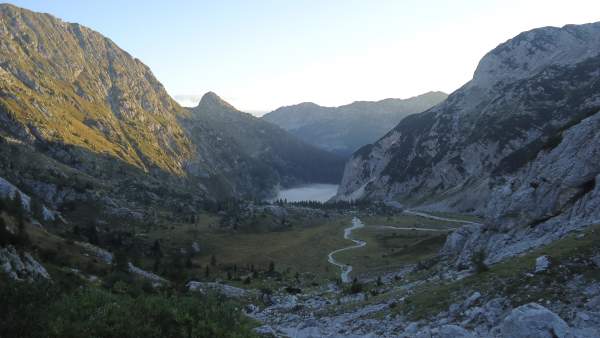 View back towards the lake under the fog.