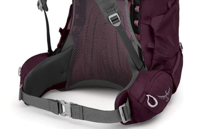 The hip belt in the Osprey Renn 50 pack.