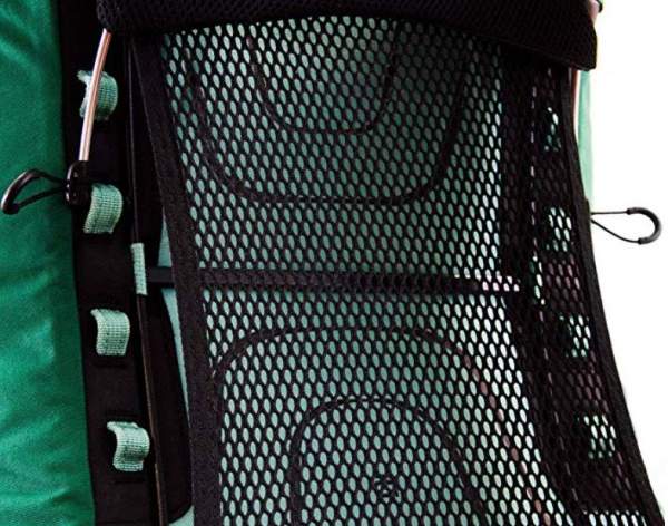 Details of the ladder-type adjustability, and the beautiful tensioned mesh.