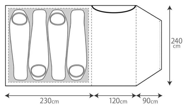 The floor plan and the dimensions.