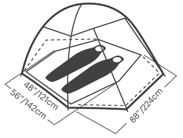 The Summer Pass 2 Person tent floor plan.