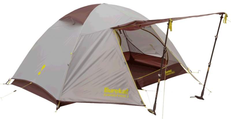 Eureka! Summer Pass 2 Person Backpacking Tent - front vestibule with awning configuration.