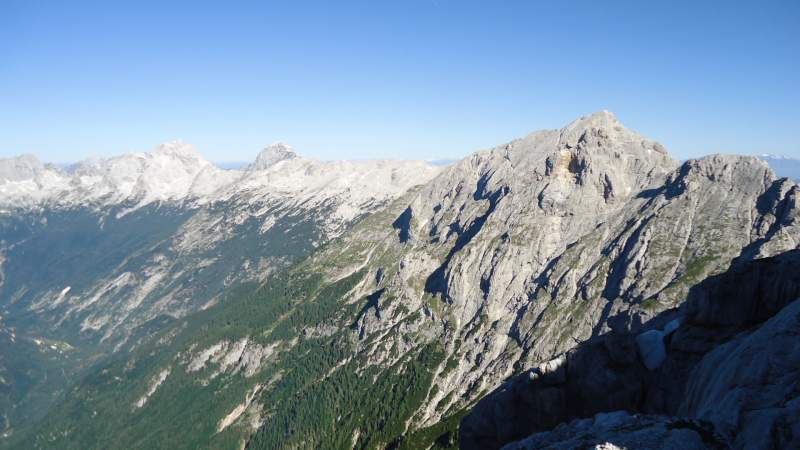 Prisojnik, Mangart, and Jalovec - view from Planja Pass.