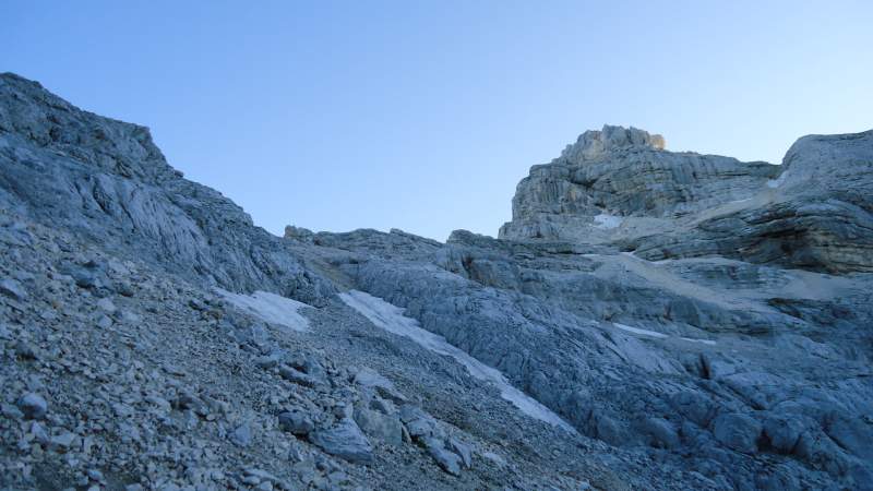 View up, the actual summit is not visible.