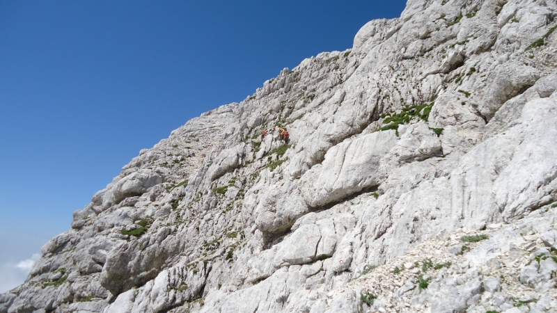 A family in the ferrata wall.