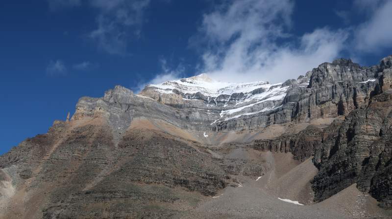 The majestic Mt. Temple as seen from Larch Valley.