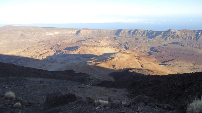 View of the big crater where the route starts.