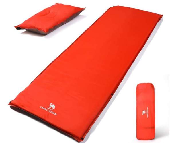CAMEL CROWN Auto Gonflant Sleeping Pad Portable Ultralight Air Sleeping Pad avec Oreiller Attaché pour Randonnée Camping Randonnée Vert