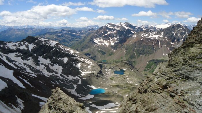 Lakes as seen from the lower rock section (couloir).