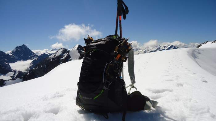 My day pack and crampons.