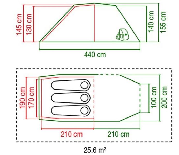 The floor plan and the dimensions.